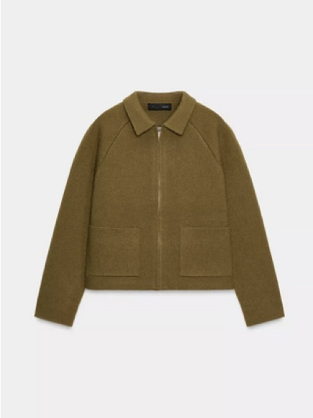 Zara knit Olive Wool-Blend Zip Jacket jumper